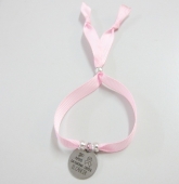 Kit de montaje pulsera cinta gros grain rosa. Yo apoyo la lucha contra el cncer (Se entrega sin montar)