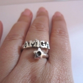 Anillo ajustable amiga. zamak bao de plata 8 micras