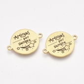 Conector acero inoxidable 304 con bao dorado. Tamao 21x16x1mm, Agujero: 1.4mm. Amigas por siempre