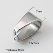 5 unidades. Enganche colgante acero inoxidable 13x7x9mm. Pase 10x6mm