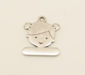 Abalorio zamak colgante nia 22X28mm. Pase 2,8mm. bao de plata