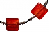 1 unidad. Abalorios cristal murano cuadrado 12mm rojo. Agujero 1,5mm