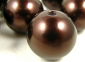 Abalorio bola acrlica 12mm marrn oscuro imitacin perla. Pase 1,5mm