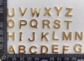 Letras acero inoxidable con bao dorado. Tamao 12mm. Agujero 0,8mm