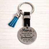 Kit llavero de cuero y acero inoxidable.