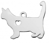 Colgante gato acero inoxidable 19x17x1mm. Agujero 1,5mm