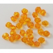 50 unidades. Cristal tipo austraco facetado bicono 4mm Pase 1mm Orange