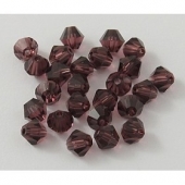 50 unidades. Cristal tipo austraco facetado bicono 4mm Pase 1mm DarkOrchid
