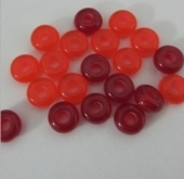 20 unidades. Abalorio rondel resina 4x8mm. Pase 2,5mm. TONOS ROJOS