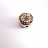 1 unidad. Abalorios strass 10x6mm. Pase 1,5mm. topacio