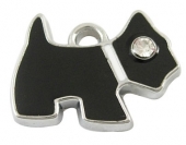 1 unidad. Colgante enamel perro negro con strass 16x20x1,5mm. Agujero 2mm