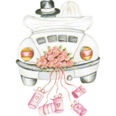 Pegatina coche boda recien casados 5,5 x 4cms
