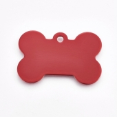 PERSONALIZABLE. Hueso de aluminio ROJO MEDIANO 25x38x1mm. Agujero 2,5mm