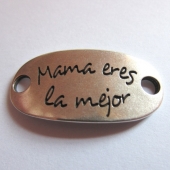 Chapa zamak bao de plata 38x19mm. Agujeros 4mm mama eres la mejor