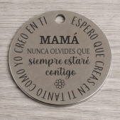 Colgante acero inoxidable 30mm. Agujero 2 - 2,5mm. Espero que creas en ti tanto como o creo...