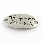 Conector metlico te quiero mama 38x19. Pase 4mm.