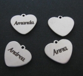 PERSONALIZABLE. Colgante corazn acero inoxidable 304. Tamao 15x15x1mm. Agujero 1mm.