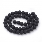 61 unidades. Abalorio lava porosa bola 6mm. Agujero 1mm. Negro