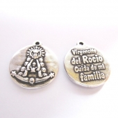 Medalla virgen del rocio 21mm. (cuida de mi familia) Zamak bao de plata