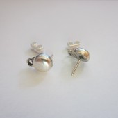 2 unid. Dormilona pendiente redondo liso 8mm. Zamak bao de plata