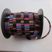 20 cms. Cordon plano etnico negro mix colores 10x2mm.