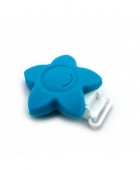 Pinza chupetero estrella silicona 6,3cm x  5,4cm x 2cm. Pinza de plstico. AZUL
