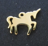 Colgante unicornio acero inoxidable con baño dorado. Tamaño 15mm.