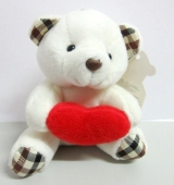 Llavero peluche oso con corazn 90x80mm. Color Blanco