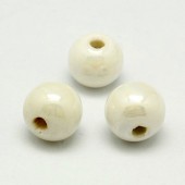 Bolas de ceramica 8mm color blanco. Agujero 2mm