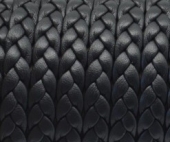 20 cms. Cuero plano trenzado 6,5x2mm. negro. (Calidad superior)
