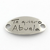 Conector metlico te quiero abuela 38x19. Pase 4mm.