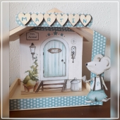 Casita ratoncito Prez con papel decorativo y nombre personalizado. Tamao 18x18cms. (Plazo 10/12 das laborables)