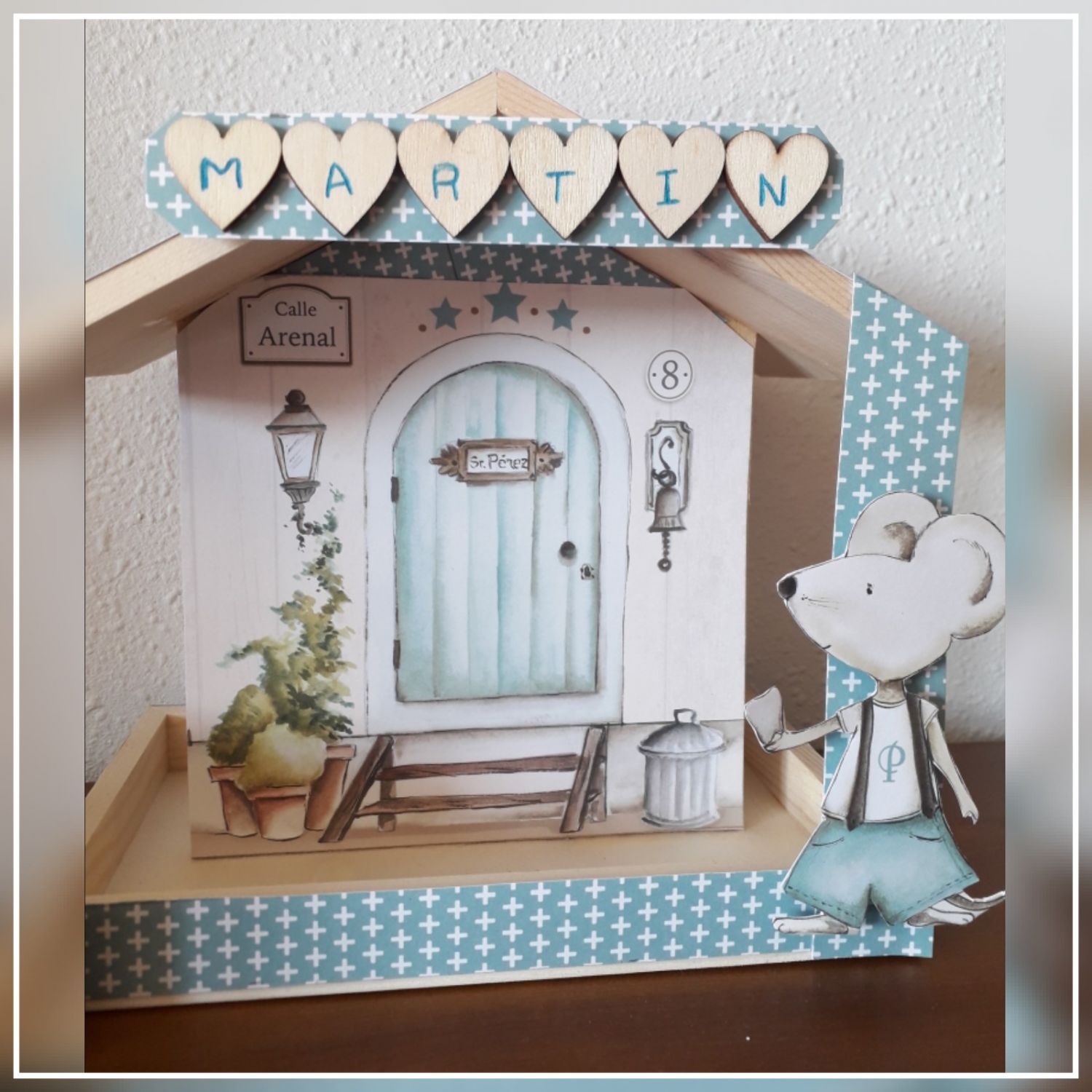 Casita Ratoncito P rez Con Papel Decorativo Y Nombre Personalizado 