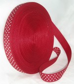 Cinta grosgrain roja con topos blancos 9mm. (Precio por metro)