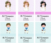 A4 con 9 tarjetas de Mi 1 Comunin personalizadas. Tamao 64x88mm.