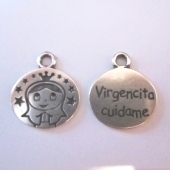 1 unidad. colgante zamak 21mm bao de plata. Virgencita cuidame