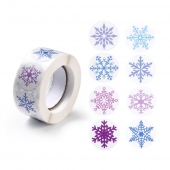 Rollo pegatinas navideas copo de nieve modelo 2. Incluye 500 pegatinas redondas de 2,5 cms.