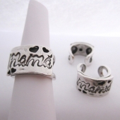 Anillo calado corazones mam ajustable. 23x14mm. Bao de plata