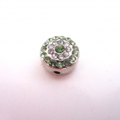 1 unidad. Abalorios strass 10x6mm. Pase 1,5mm. Peridot