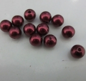 Abalorio bola acrlica 12mm granate oscuro imitacin perla. Pase 1,5mm