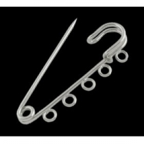 1 unidad. Fornituras Imperdibles metal color nquel con 5 anillas. Tamao 5cm. Agujeros 3mm.