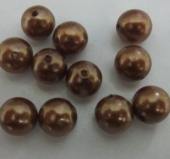 Abalorio bola acrlica 12mm marron medio imitacin perla. Pase 1,5mm