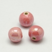 Bolas de ceramica 8mm color salmn. Agujero 2mm