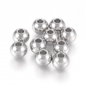 10 Unid. Bola Acero inoxidable 316. Tamao 6x5mm. Agujero 2mm.