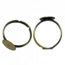 1 unidad. Bases anillo ajustable 17mm bronce antiguo con base 19mm