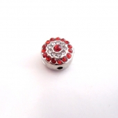 1 unidad. Abalorios strass 10x6mm. Pase 1,5mm. rojo