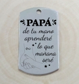 CHAPA FINA. Colgante militar inoxidable 43x24mm Efecto espejo.Pap de tu mano aprender...