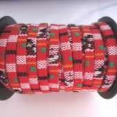 20 cms. Cordon de cuero plano etnico rojo 5x2mm.