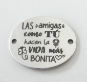 Conector acero inoxidable 24x20mm. Agujero 1,5mm. Las amigas como T...