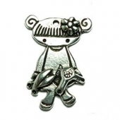Colgante zamak Lolita peluquera 38 mm. Zamak bao de plata